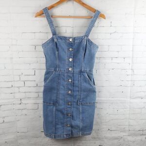 DIVIDED BY H&M BLUE DENIM BUTTON DOWN DRESS WITH POCKETS SIZE 4